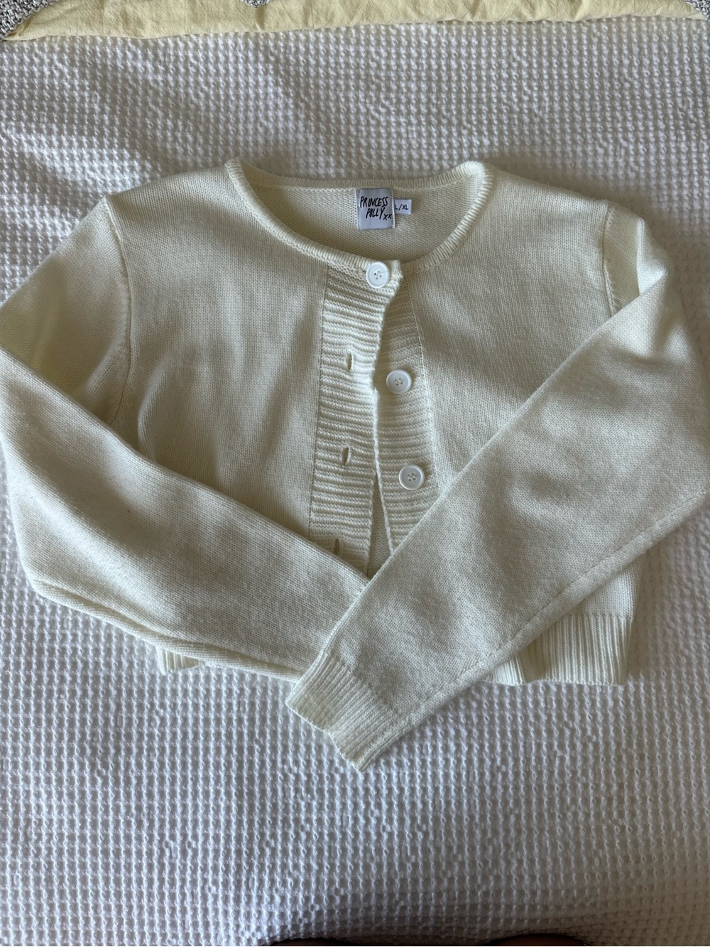 Princess Polly Cream Cropped Button-Up Women's Sweater